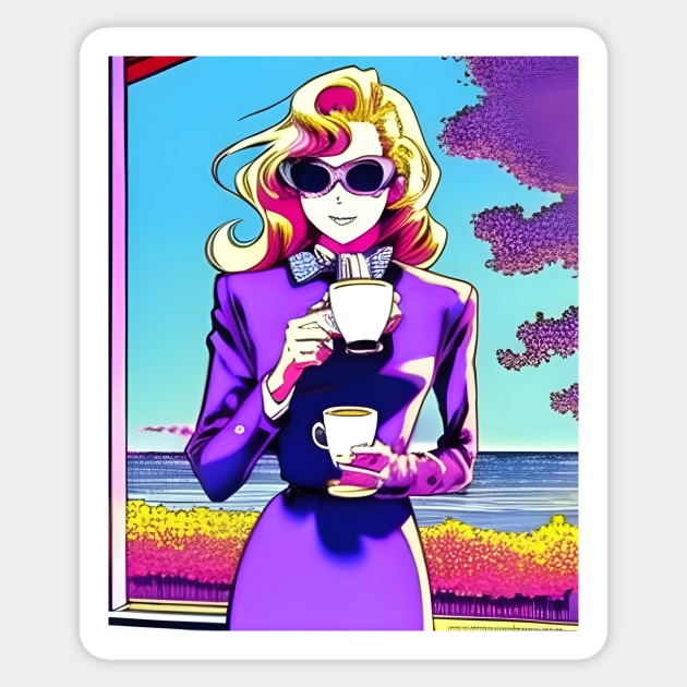 Coffee lover - Girl Drinking Coffee Sticker by Megaluxe 